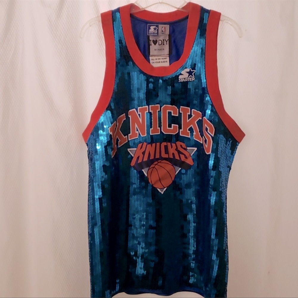 New York Knicks NBA Sequined Jersey OAK Size L